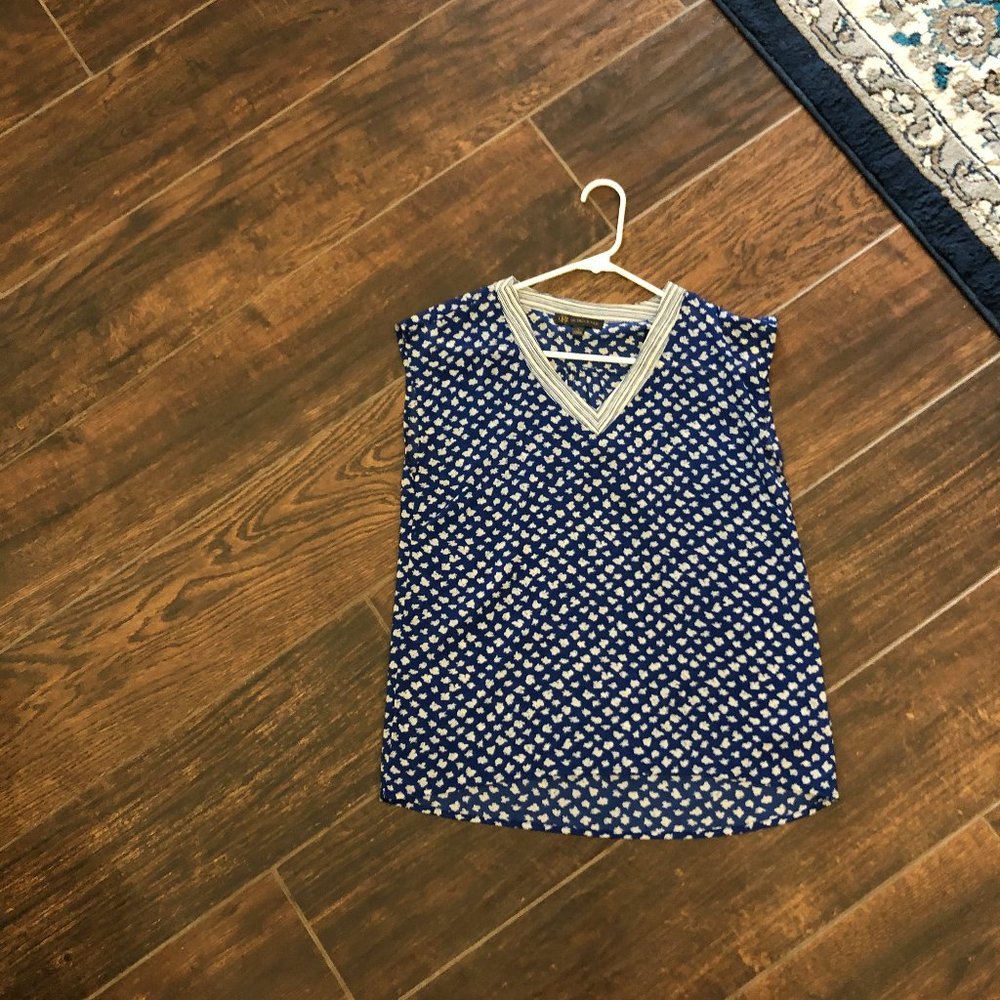 The Limited sleeveless blue and white top